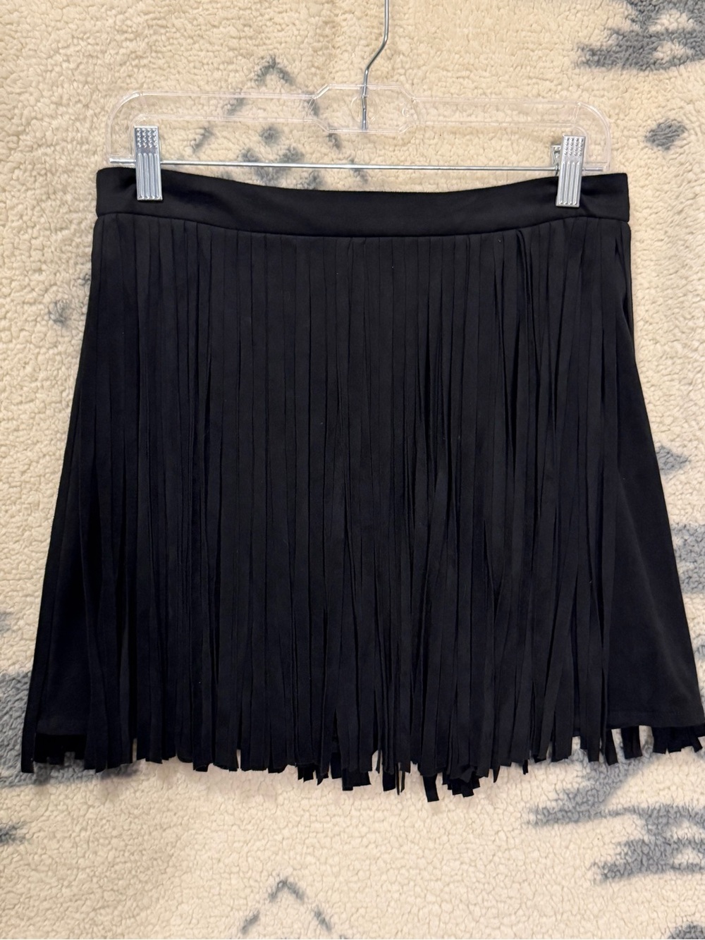 BB Dakota Black Pleated Fringe Mini Skirt